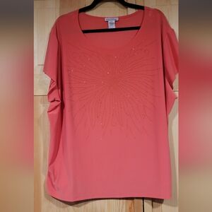 Bleeker & McDougal Pink Sequined Top Size 3X